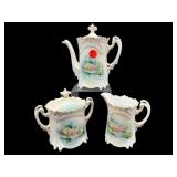 3 PC ANTIQUE R.S PRUSSIA HAND PAINTED LILIES TEA