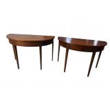 2 SOLID MAHOGANY HALF ROUND CONSOLE TABLES