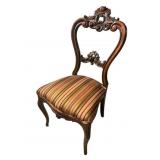 HEAVY WALNUT CARVED BALLOON BACK CHAIR