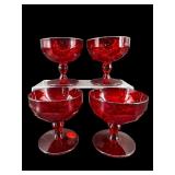 SET OF 4 VIKING GEORGIAN RUBY SHERBET STEMS