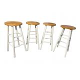 SET OF 4 PAINT DECORATED STOOLS