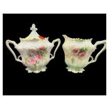 ANTIQUE R.S PRUSSIA HAND PAINTED FLOWERS SUGAR &