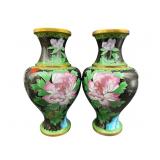 2 CLOISONNE 10 IN VASES
