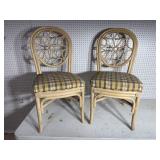 2 BAMBOO FORMED SPIDER BACK PICKLE FINISH CHAIRS