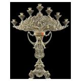LARGE FRENCH ORNATE BRONZE FIGURAL CANDELABRA