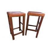 2 LEATHER TOP BAR STOOLS
