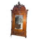 MONUMENTAL WALNUT VICTORIAN 1 DOOR WARDROBE