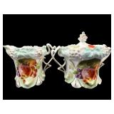 ANTIQUE R.S PRUSSIA HAND PAINTED FRUIT CREAMER &