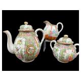 3 PC ROSE MEDALLION TEA SET