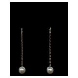 14K GOLD CULTURED PEARL DANGLE EARRINGS