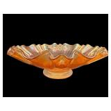 FENTON MARIGOLD STIPPED RAY CARNIVAL GLASS BOWL