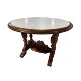 43 INCH ROUND VICTORIAN MARBLE TOP TABLE