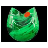 BISCHOFF GREEN DOUBLE BUD PINCHED VASE