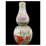 LARGE DOUBLE GOURD ROSE MEDALLION VASE