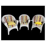 SET OF 3 WICKER ARM CHAIRS