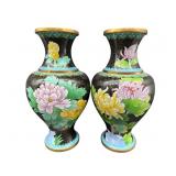 2 1980's 10 INCH CLOISONNE VASES