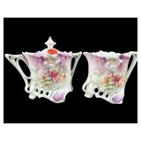 ANTIQUE R.S GERMANY HAND PAINTED FLOWERS SUGAR &