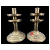 PR OF ANTIQUE SOLID BRASS CANDLE HOLDERS