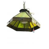 ANTIQUE ARTS AND CRAFTS SLAG GLASS HANGING LIGHT