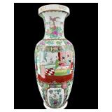 LARGE ROSE MEDALLION PORCELAIN CANTON STYLE VASE