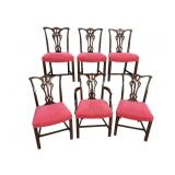 6 SOLID MAHOGANY STRAIGHT LEG CHIPPENDALE CHAIRS