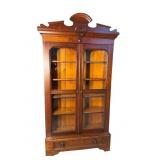 WALNUT VICTORIAN TALL 2 DOOR BOOKCASE