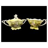 ANTIQUE R.S PRUSSIA CHURCH SCENE CREAMER & SUGAR