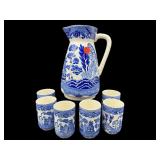 7 PC LOT BLUE WILLOW WATER SET