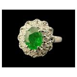 PLATINUM MIA KLEIN TSAVORITE GARNET & DIAMOND RING
