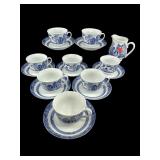 17 PCS OF BLUE WILLOW CUP AND SAUCER SET