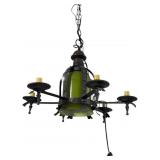 ARTS AND CRAFTS ART GLASS HANGING CHANDELIER