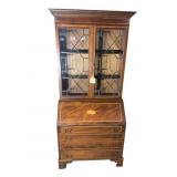 MAHOGANY BANDED INLAID 2 PC SECRETARY