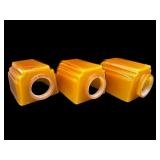 LOT OF 3 ART DECO CHANDELIER AMBER ART GLASS