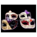 LOT OF 4 VENETIAN STYLE MASQUERADE MASKS