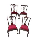 4 SOLID MAHOGANY 19TH CENT CHIPPENDALE CHAIRS