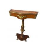 FRENCH BRONZE ADORNED PEDESTAL CONSOLE TABLE