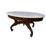 KIMBRELL FURNITURE MARBLE TOP OVAL COFFEE TABLE