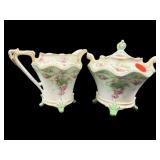 ANTIQUE R.S PRUSSIA HAND PAINTED ROSES CREAMER &