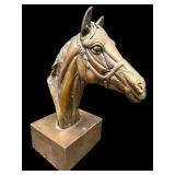 SMALL BRONZE HORSE BUST ON STAND