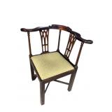 SOLID MAHOGANY CHIPPENDALE CORNER CHAIR