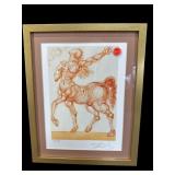 SALVADOR DALI WOODCUT PRINT IN FRAME