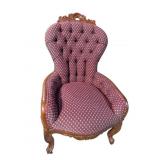 WALNUT VICTORIAN TUFTED BACK HIGHBACK CHAIR