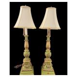 PR OF ITALIAN PAINT DECORATED TABLE LAMPS