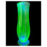 LARGE URANIUM GREEN DEPRESSION VASE