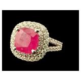 14K MOZAMBIQUE NATURAL RUBY & DIAMOND RING