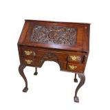 HEAVY CARVED MAHOGANY CHIPPENDALE SLANT FRONT DESK