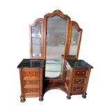 HOOKER FURNITURE CHERRY MARBLE TOP VANITY