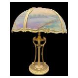 ANTIQUE REVERSE PAINTED LAMP