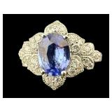 PLATINUM AARON BARSHA BLUE SAPPHIRE & DIAMOND RING