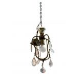 BRASS AND CRYSTAL SINGLE LIGHT CHANDELIER